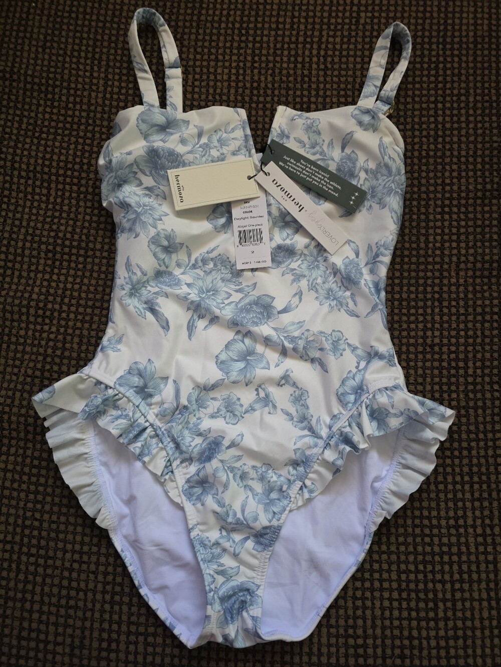 NWT hermoza Daylight Saunter Blue Floral Abigail Size 2 168.00 Onepiece Swimsuit